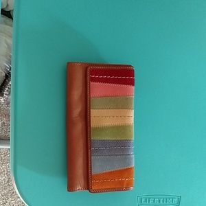 Fossil leather check book wallet